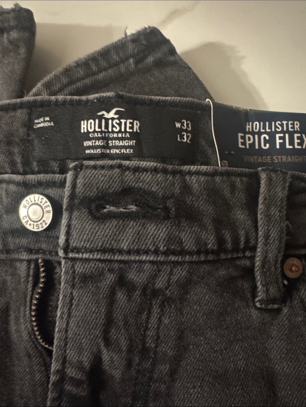 Hollister Men's Straight Epic Flex Jeans - Charcoal Black